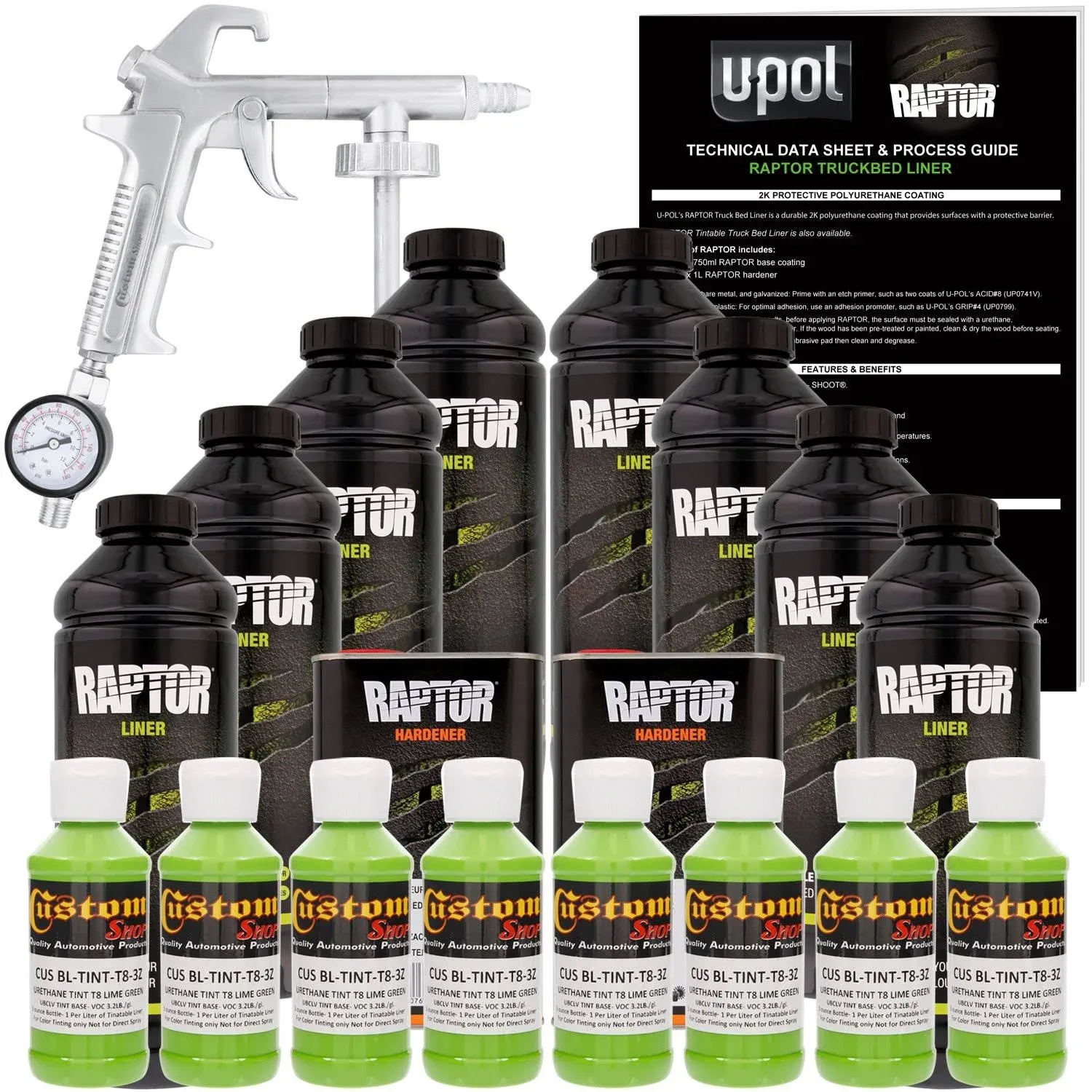 U-POL Raptor Lime Green Urethane Spray-On Truck Bed Liner Kit