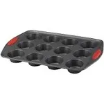 Rachael Ray Yum-o! 12-Cup Muffin Pan, Red Handles