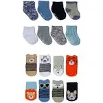 Baby Boys Animal/ Solids/ Spaced Dye/ Textured Assorted 16 Pack Boy Socks Mul...