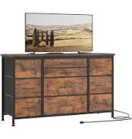 Jojoka Wide Dresser with 10 Large Drawers for 55'' Long TV Stand with Power Outlet Entertainment Center