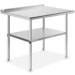 GRIDMANN NSF Stainless Steel Commercial Kitchen Prep & Work Table w/ Backsplash - 36 in. x 24 in.