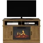 Northwest TV Stand with Electric Fireplace, Storage Cabinet, and Remote (Brown)