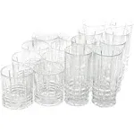 Gibson Home 16 Piece Jewelite Tumbler and Double Old Fashioned Glass Set