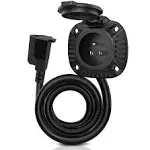 15Amp 125V AC Port Plug with Heavy Duty Integrated 20"/72" Extension Cord and Water-Resistant Cap - Black