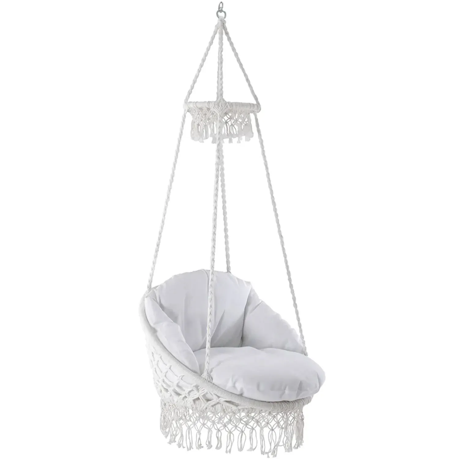 Macrame Hanging Chair In White