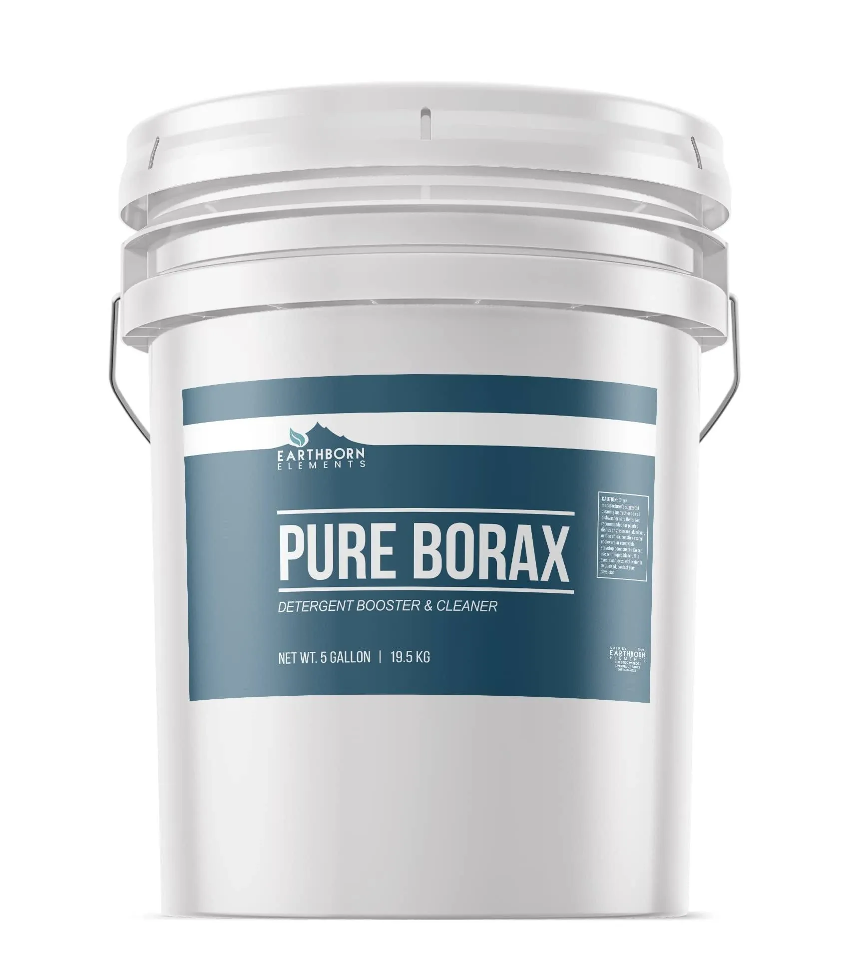 Earthborn Elements Borax Powder (5 Gallons), Multipurpose Cleaner & Detergent Booster, Resealable Tub