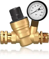 RVGUARD RV Water Pressure Regulator Valve with Gauge and Filter for RV Camper