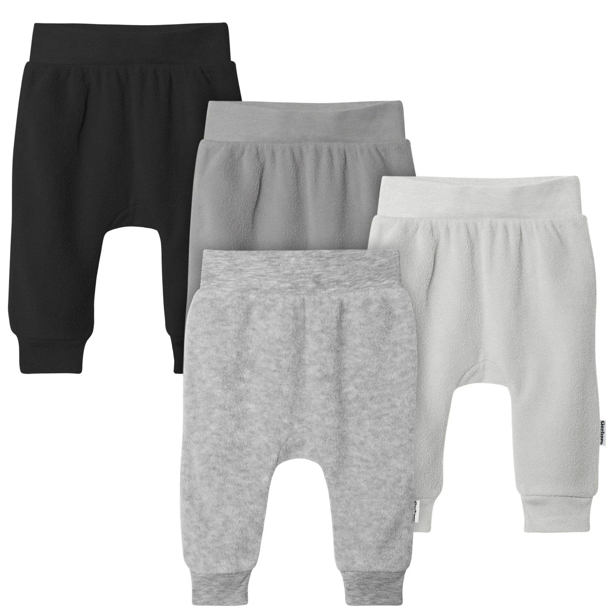 Gerber 4-Pack Baby Neutral Grey Fleece Pants - 12mo