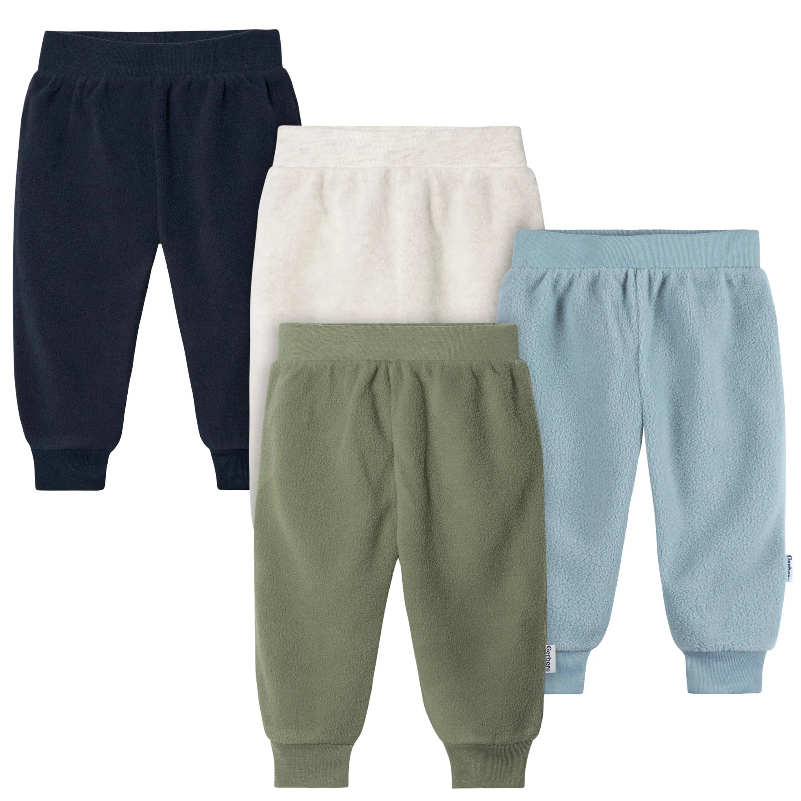 Gerber 4-Pack Baby Boys Oatmeal Heather Fleece Pants