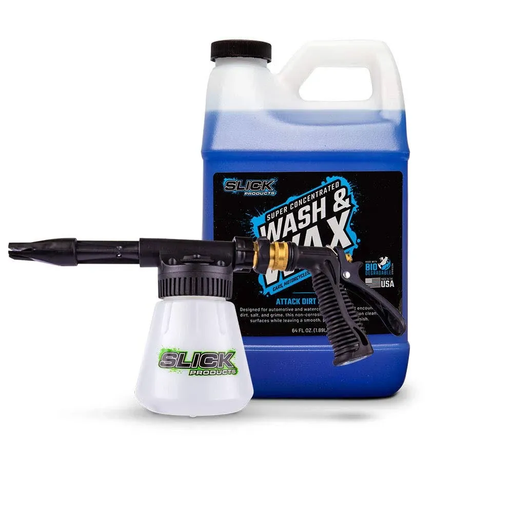 Slick Products SP1134 Wash & Wax + Hose-Powered Foam Gun Bundle