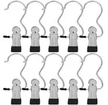 BEWISHOME 20 PCS Laundry Hook Boot Hanging Hold Clips Portable Hanging Hooks Home Travel Hangers Clothing Clothes Pins, Chrome FYC01S