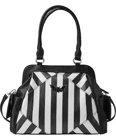 Killstar Women's Never Trust The Living Bat Striped Gothic Punk Handbag Purse