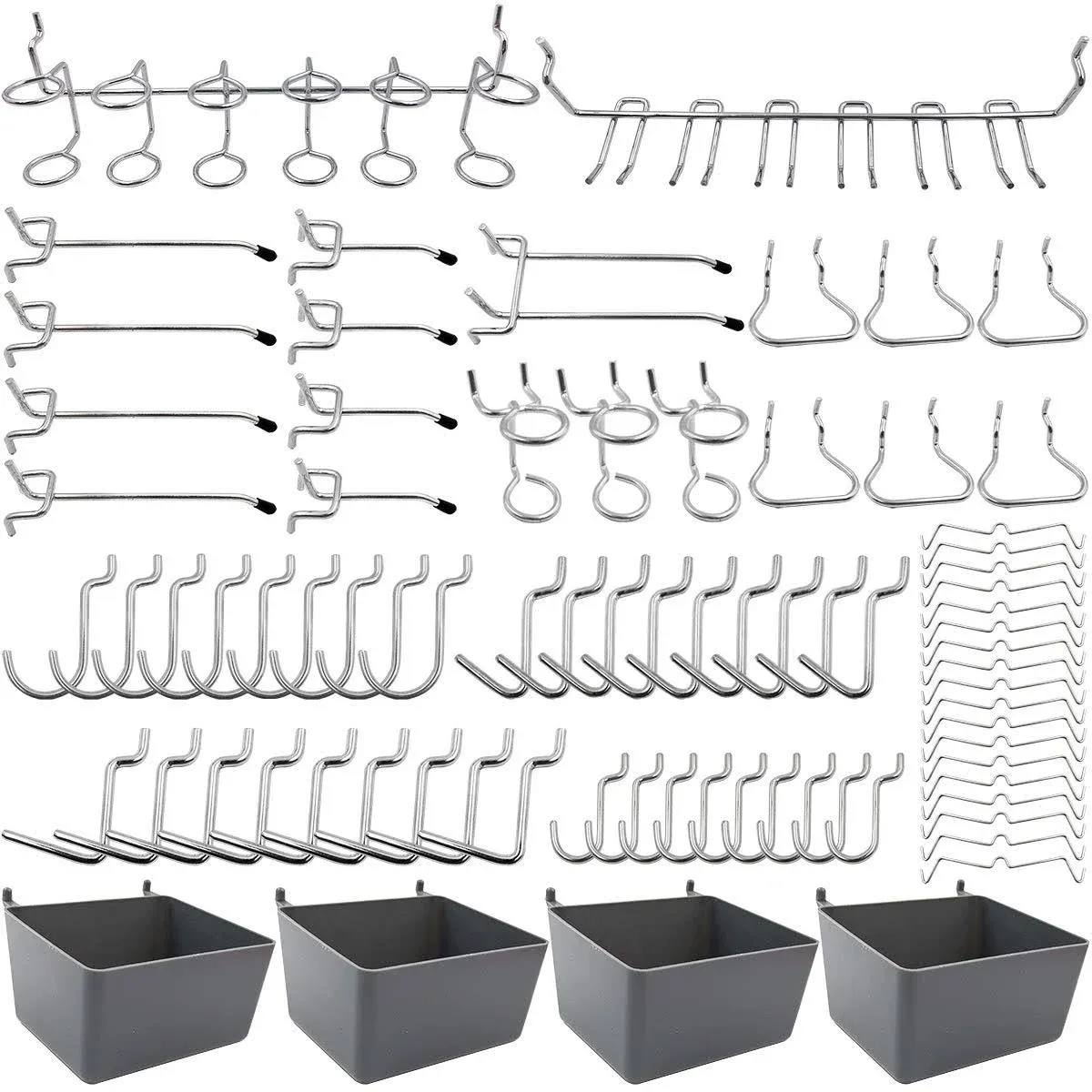 FRIMOONY Pegboard Hooks Assortment with Pegboard Bins Peg Locks for Organizin