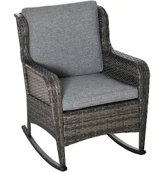 Patio PE Rattan Wicker Rocking Chair for Garden, Patio w/ Soft Cushions