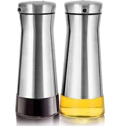 Aelga Olive Oil And Vinegar Dispenser Bottle Set -2 Pack Elegant Stainless Steel Oil Dispenser Set