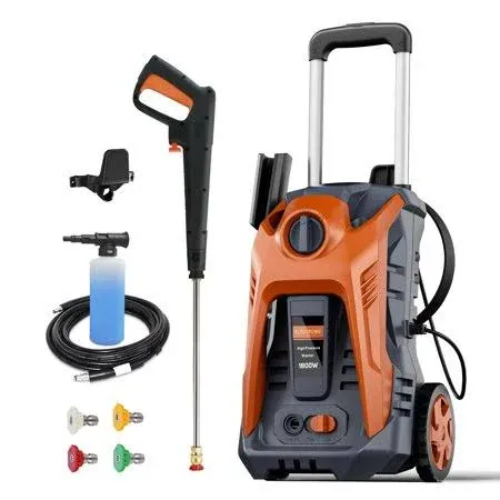 Electric Power Washer 4000 PSI Max 3.5 GPM Pressure Washer with 25ft Hose, 4 Quick Connect Nozzle and 16.9 oz Soap Tank Orange, Size: 11 x 11 x 19