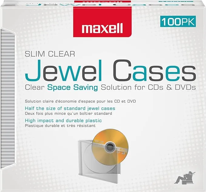 Maxell® Slim Jewel Cases, Clear, Pack of 100