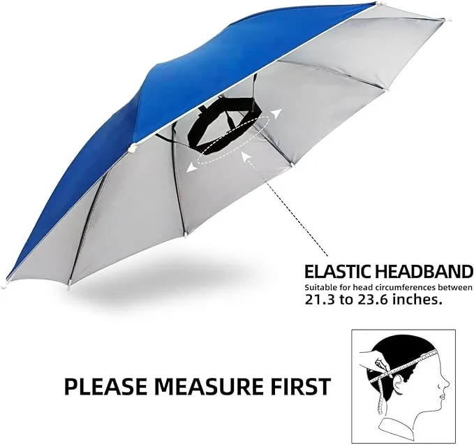 massmall Umbrella Hat 27" Elastic Headband Umbrella Hats for Women Men Hands Free ...