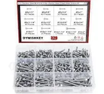 DYWISHKEY 320 Pieces 410 Stainless Steel Hex Washer Head Self Drilling Sheet Metal Screws