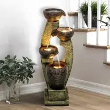 Fountain Water Indoor Tabletop Waterfall Led Decor Light Home Rockery New Modern