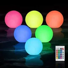 Kidsjoy 6-Pack Swimming Pool Floating Pool Lights 16 Color with Remote Control Ip68 Waterproof LED Ball Light