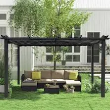 13 x 10 Ft Outdoor Patio Retractable Pergola With Canopy Sun Shelter Pergola, Patio Gazebos for Gardens, Terraces, Backyard - Bed Bath & Beyond - 38121084