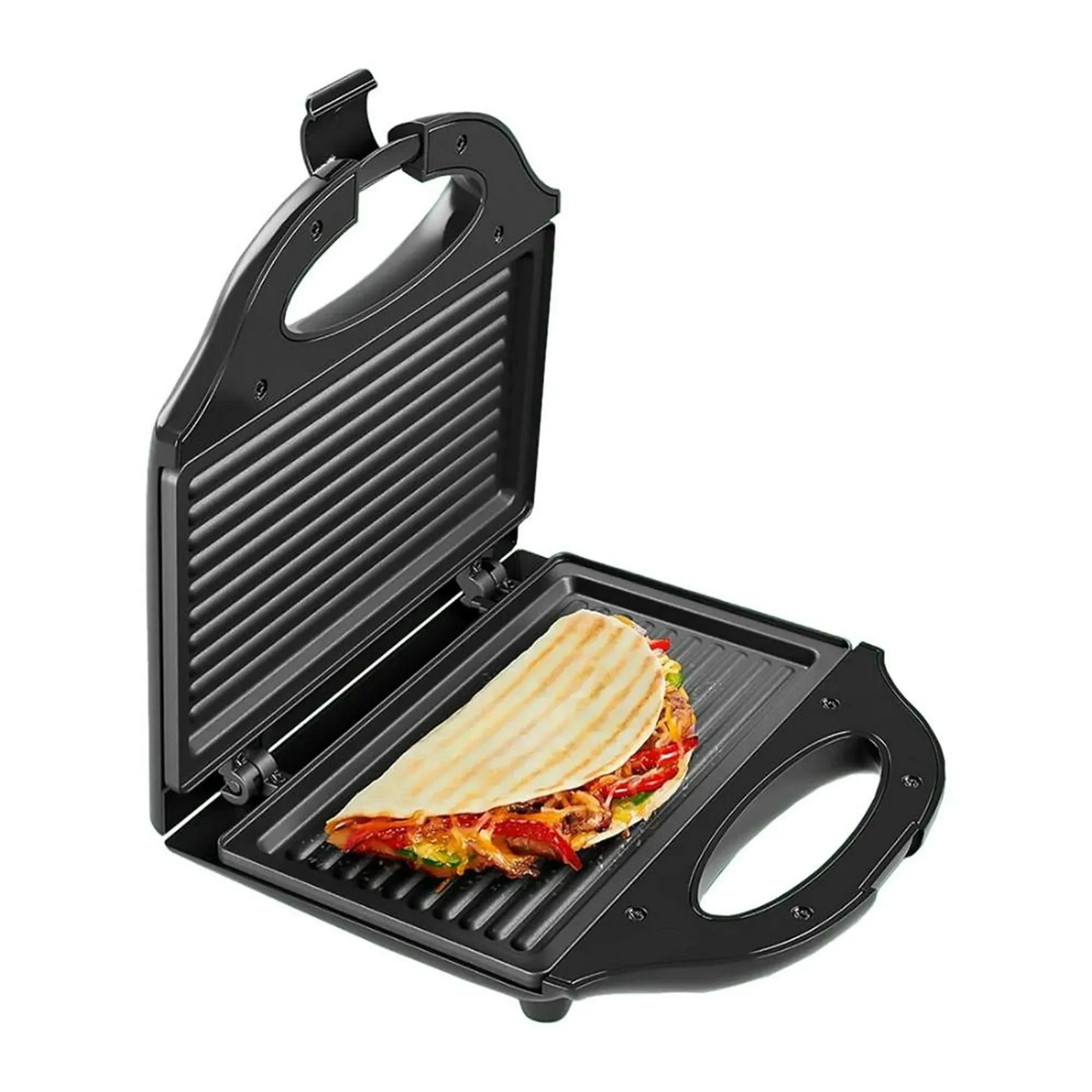 Chefman Portable Compact Grill, Dual Use Panini Press, Sandwich Maker, Electric Grill Griddle, Nonstick, Electric Indoor Grill, Countertop Panini Maker with Cord Storage, Locking Lid, Indicator Lights