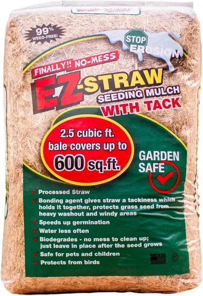 EZ-Straw MLEZSTRAWMULCH Seeding Mulch With Tack, 2.5 Cu. Ft. Covers 500-Sq. Ft.