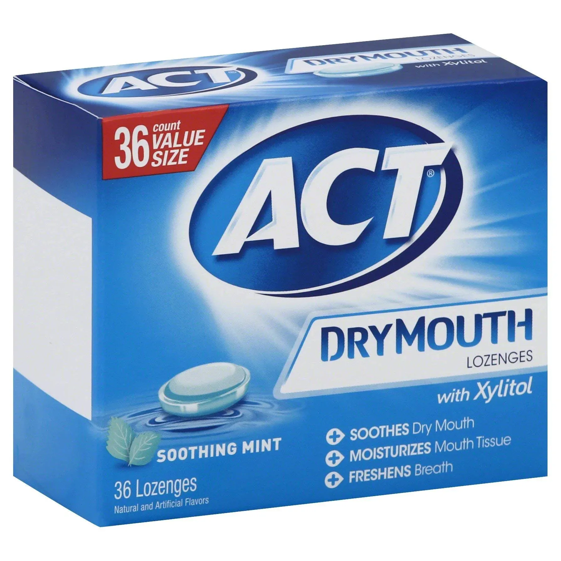 Act Dry Mouth Lozenges Soothing Mint 36 Count