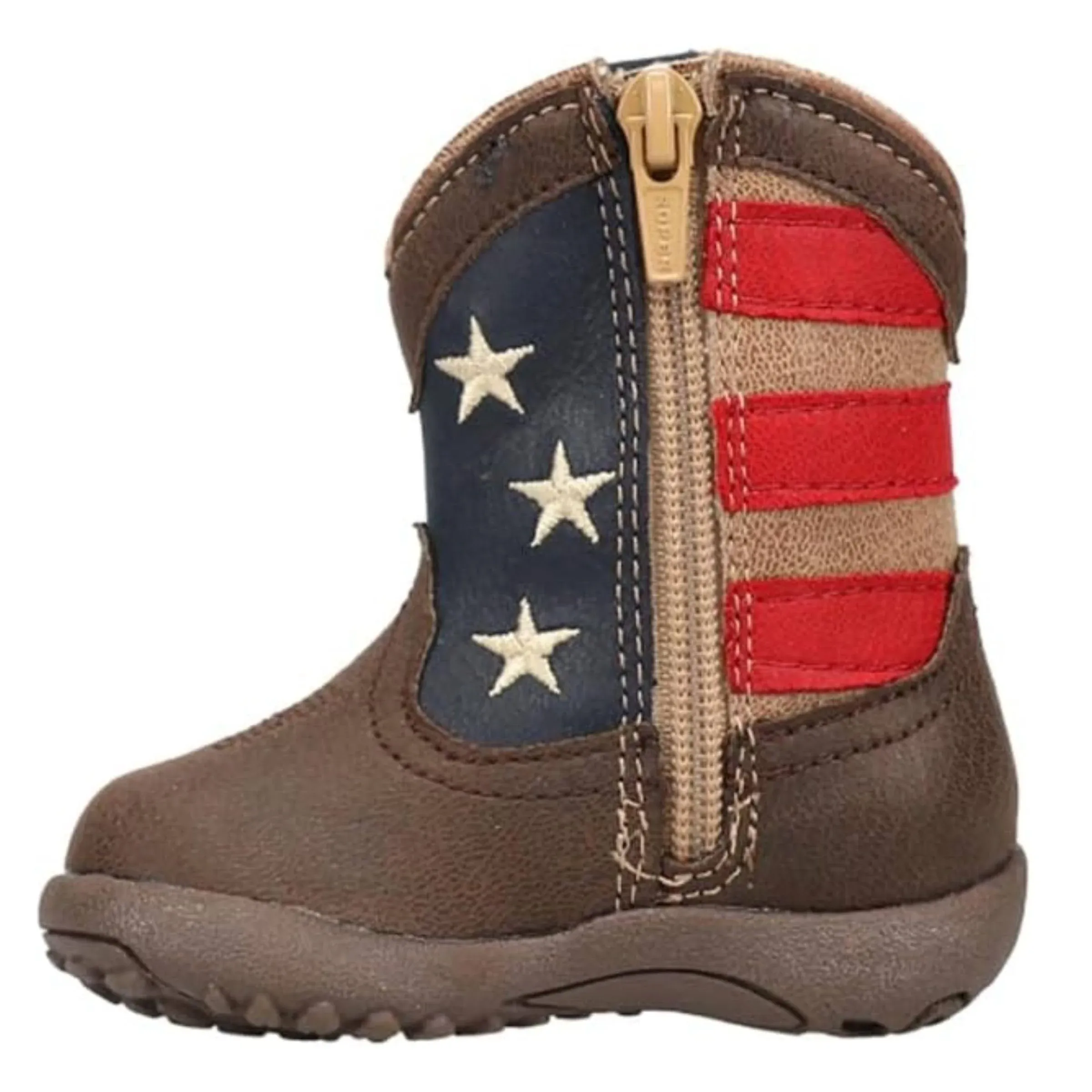 Roper Little Kids American Patriot Boot, Brown, 2