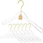 Besser Acrylic Clear Hangers 15 Pack Gold Acrylic Hangers Premium Quality Crystal Clear Hangers with Gold Hooks Luxury Dress Suit Hangers（Gold Hook）