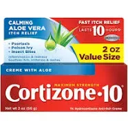 Cortizone 10 Maximum Strength Calming itch relief Creme with Aloe 2 Oz. 10 hrs