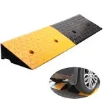 Nisorpa 4" Rubber Curb Ramps 10 Ton Heavy Duty Loading Driveway Ramps with 4 Expansion Screws, Wheelchair Threshold Non-Slip Ramp for Trucks Cars Motorhome Forklifts, 39.3x9.8x4 Inch (Black+Yellow)