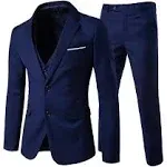 YND Men&#039;s Slim Fit 2 Button 3 Piece Suit Set, Solid Blazer Jacket Vest Pants &amp; T