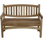 EcoDecors Kent Bench Natural Teak Wood Outdoor Garden Bench Patio Bench with Armrests and Backrest 47-Inch wide