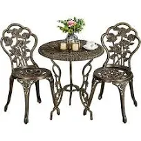 Topeakmart 3-Piece Cast Aluminum Patio Bistro Table Set