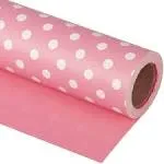 Reversible Wrapping Paper - Mini Roll - 17 Inch X 33 Feet - Pink and Polka Dot D