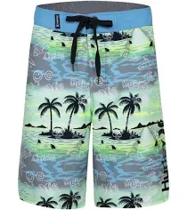 Hurley Big Boys Doodle Paradise All Over Print Swim Boardshorts Blue Lazer