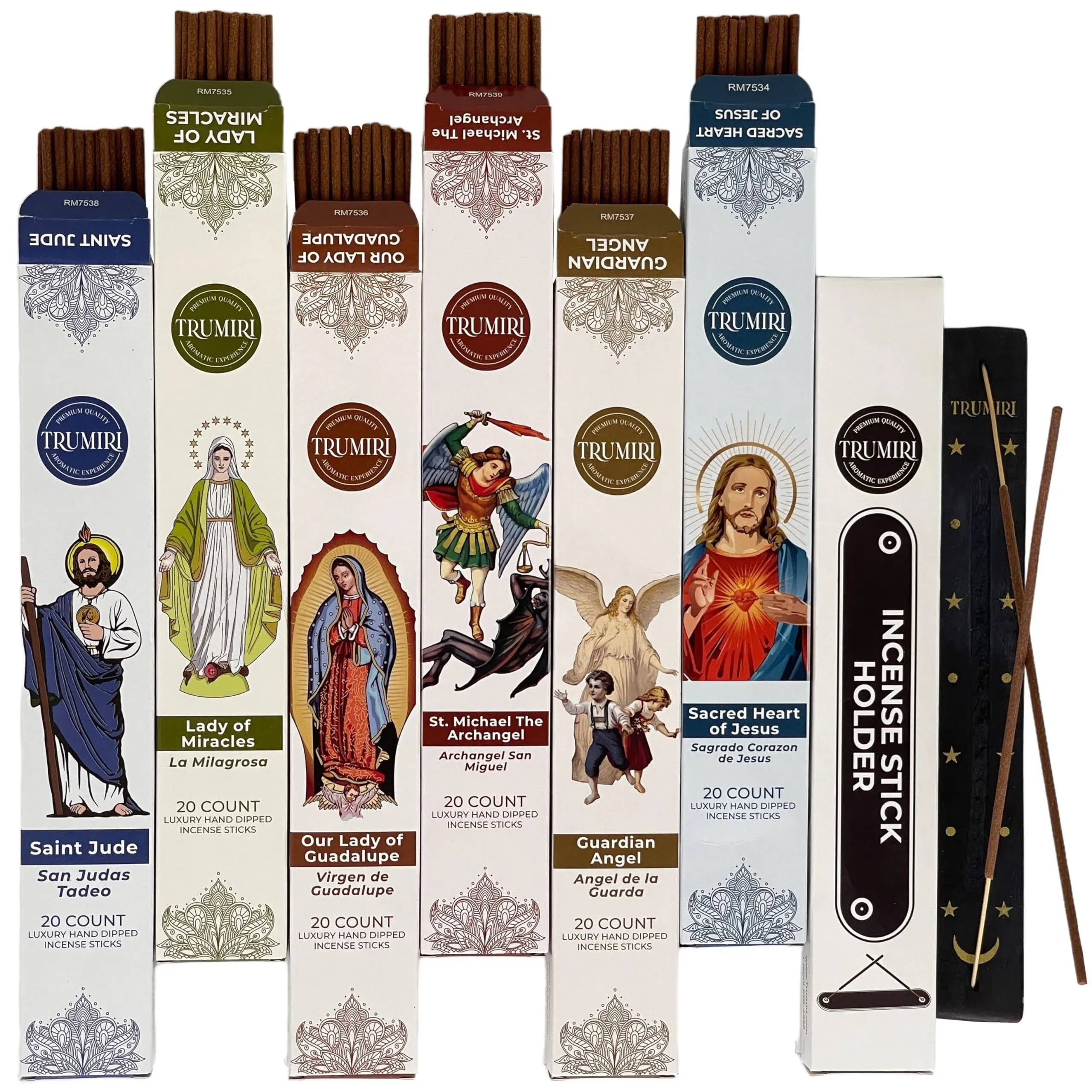 Prayer Incense Sticks - 120 Insence-Sticks (20 Insense x 6 Incents) Catholic Church Spiritual Incienso for Jesus Guardian Angel St Michael Archangel San Miguel Arcangel Judas Religious Gifts + Holder