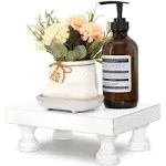 EOSAHR Decorative Wood Riser for Home Decor : Farmhouse Pedestal Stand for Display and Rustic Soap Holder for Sink Organizer - Retro Display Tray