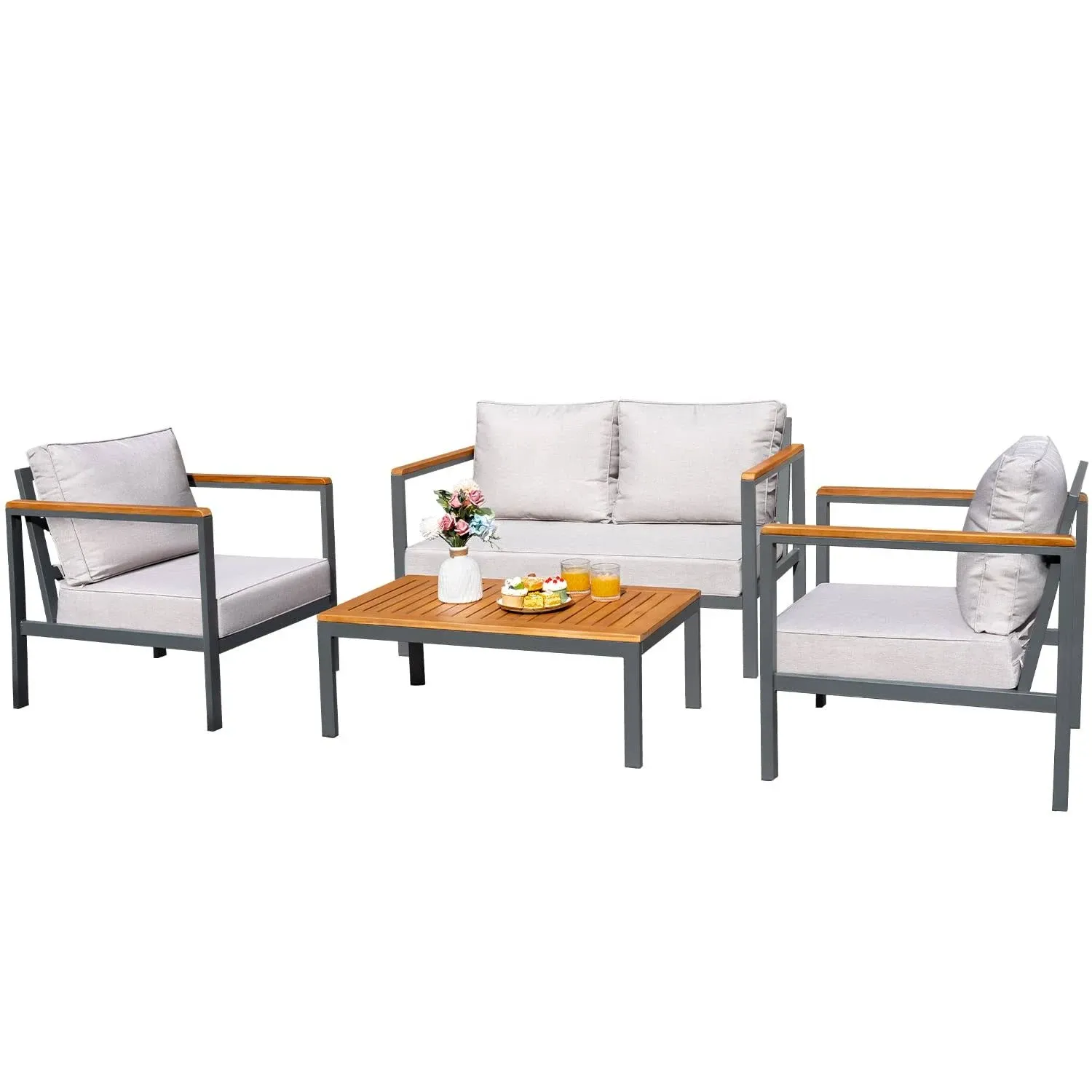 Greesum 4 Piece Patio Lounge Conversation Set