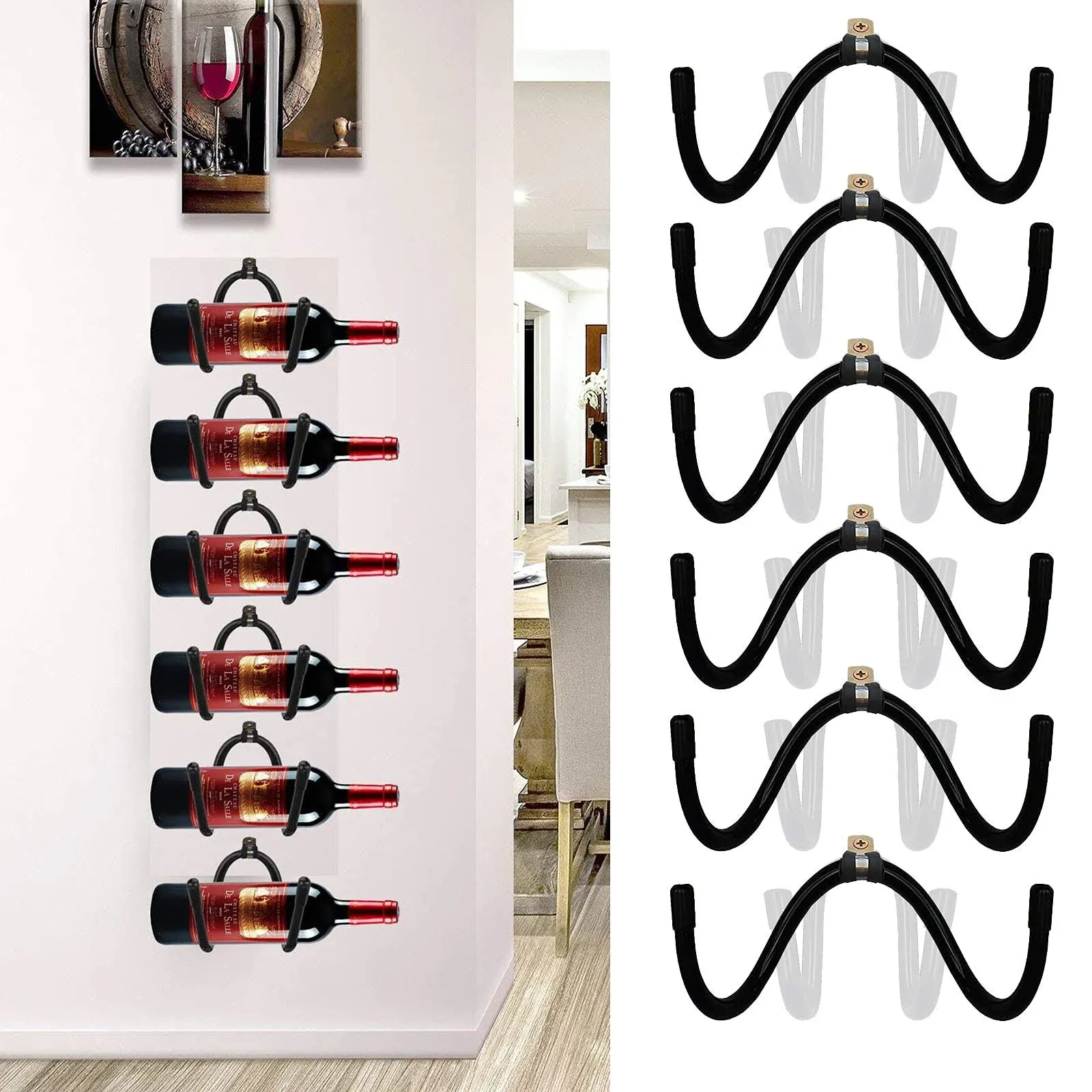 Pmsanzay Wall Mounted Wine Rack Wine Bottle Rack Holder Storage Organizer with ...