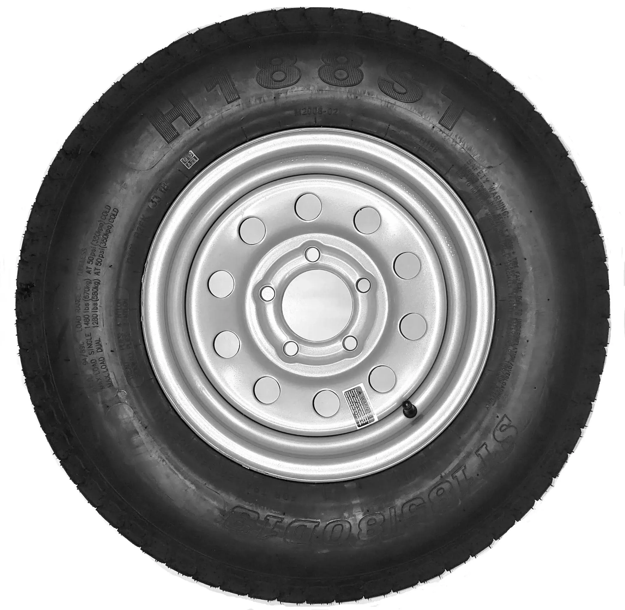 eCustomrim Trailer Tire On Rim St185/80d13 185/80d-13 13 ST Silver Modular Wheel Boat Rv