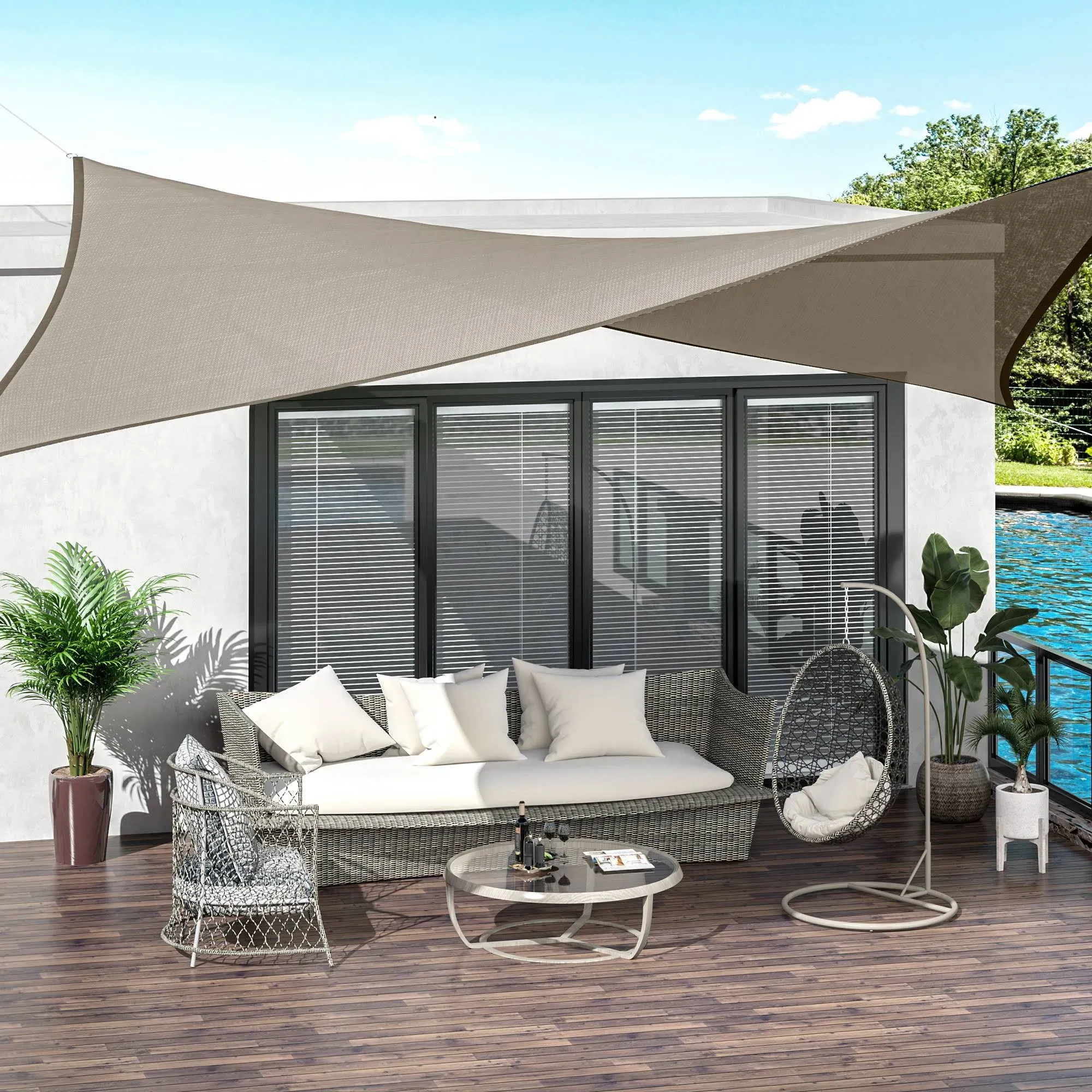 Outsunny 20' x Rectangle Outdoor Patio Sun Sail Shade Canopy