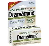 Dramamine Motion Sickness Relief Non-Drowsy Naturals with Ginger