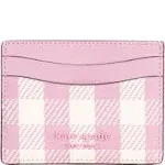 New! Kate Spade Morgan Gingham Field Card Holder in Berry Cream Multi Lilac