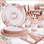 Baby Girl Shower Decorations,Ba<wbr/>by Shower Plates and Napkins Party Supplies Wi...