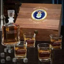 HomeWetBar Personalized Air Force Whiskey Decanter with Box Set