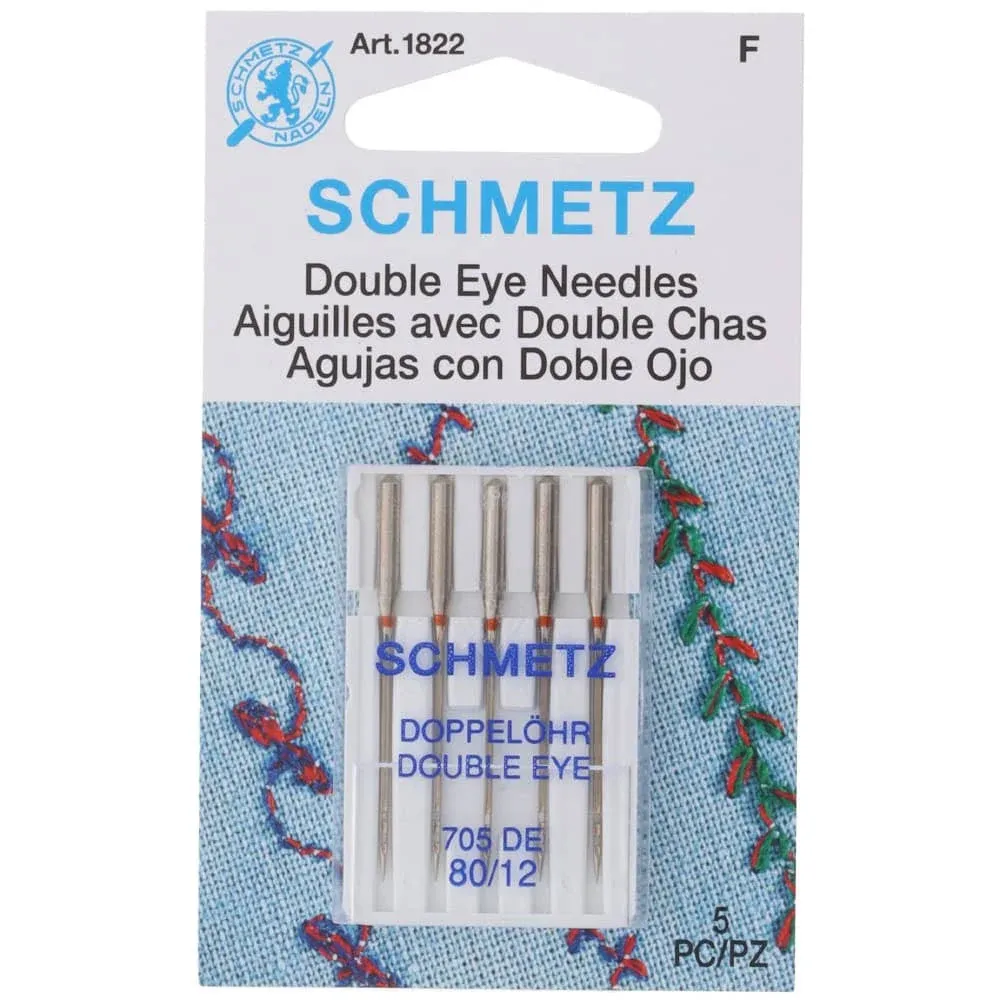 Schmetz 5pk Size 80/12 Double Eyed Sewing Machine Needles 1822 705DE