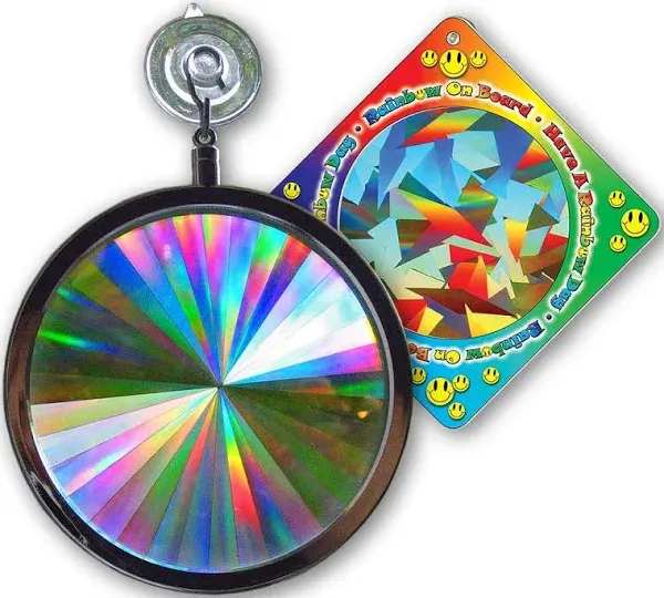 Rainbow Symphony- Rainbow Prism Suncatcher for Window, Axicon Pattern, with Bonus Board Sun Catcher, Made in USA